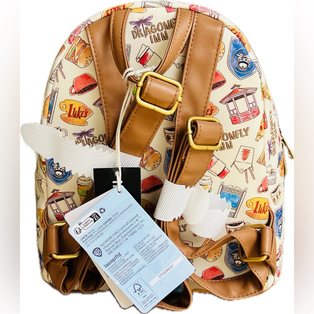 Loungefly  Gilmore Girls Icons all over print mini backpack NWT- Multicolor - Picture 2 of 2
